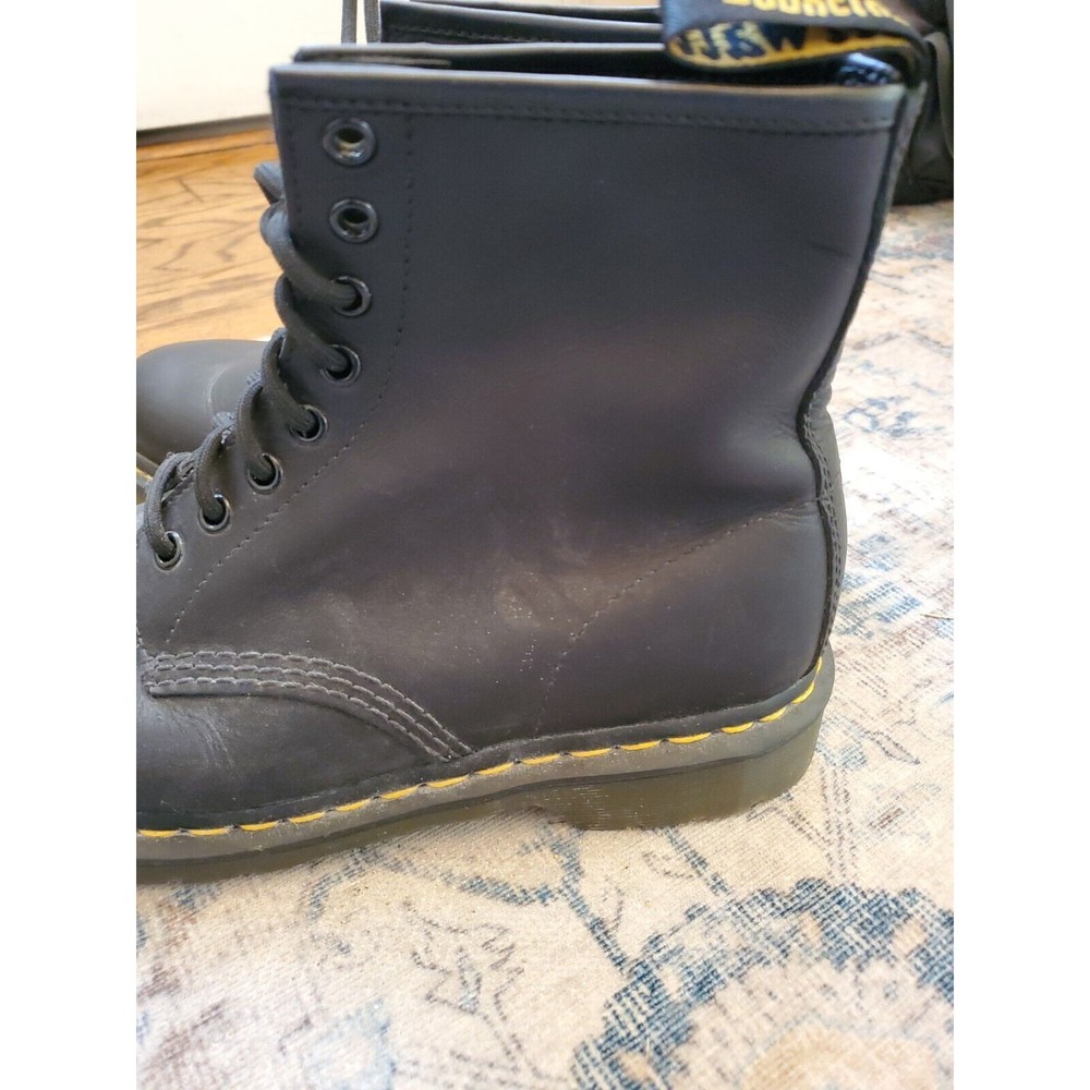 Dr. Doc Martens PASCAL black leather combat boot, fits like women’s size 10 - Picture 8 of 12